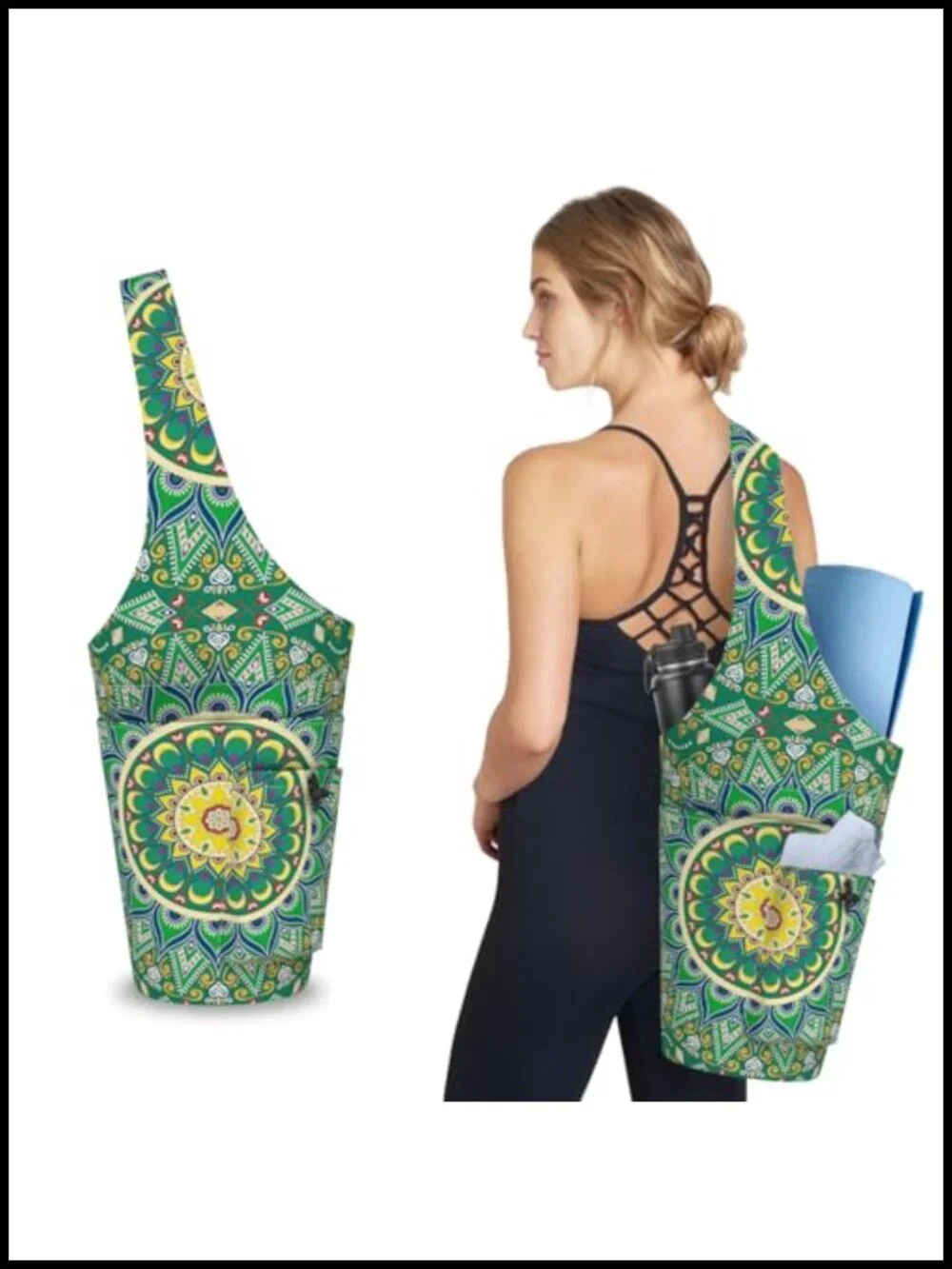 Yoga Mat Bag with Waterproof Zipper Pocket and Drawstring Tote Carrier for Most